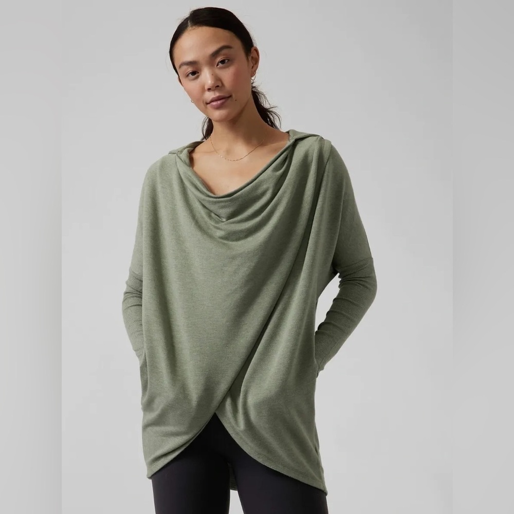Athleta- Olive Green Purana Wrap Sweater SP